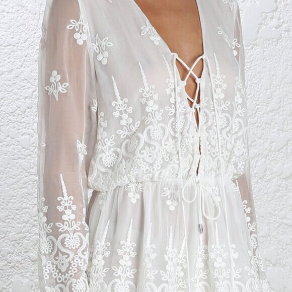 As seen on Beyonce! Zimmermann Lucia Silk Embroidered Romper Ivory S0 b53E - Picture 12 of 13
